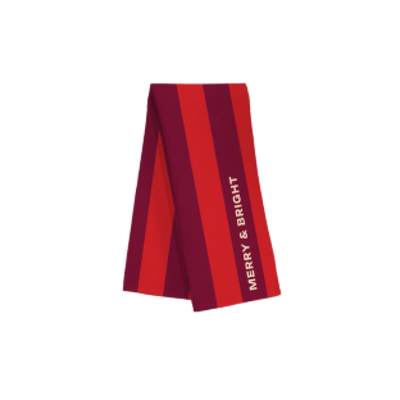 Festive tea towel, burgundy red stripe, 100% cotton 