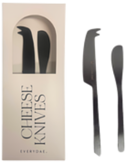 Set of 2 Satin Black Cheese Knives
